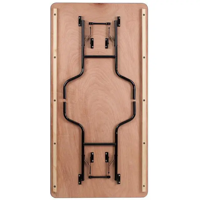 Alt view image 7 of 7 - Fielder 6' Rectangular All-Occasion Wood Folding Event Table, Foldable Portable Banquet Table with Wooden Top, Natural/Black