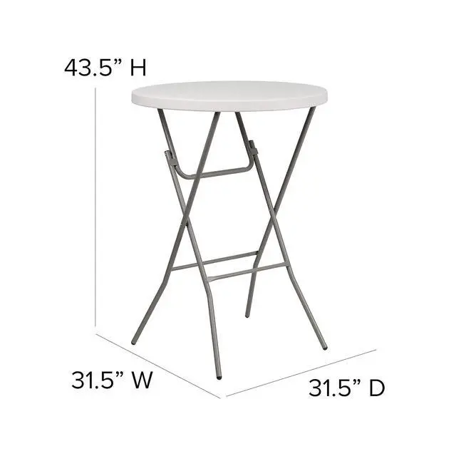 Alt view image 3 of 7 - Kathryn 31.5" Round All-Occasion Folding Bar Height Table for Parties and Commercial Events, Plastic Bar Height Folding Table, White