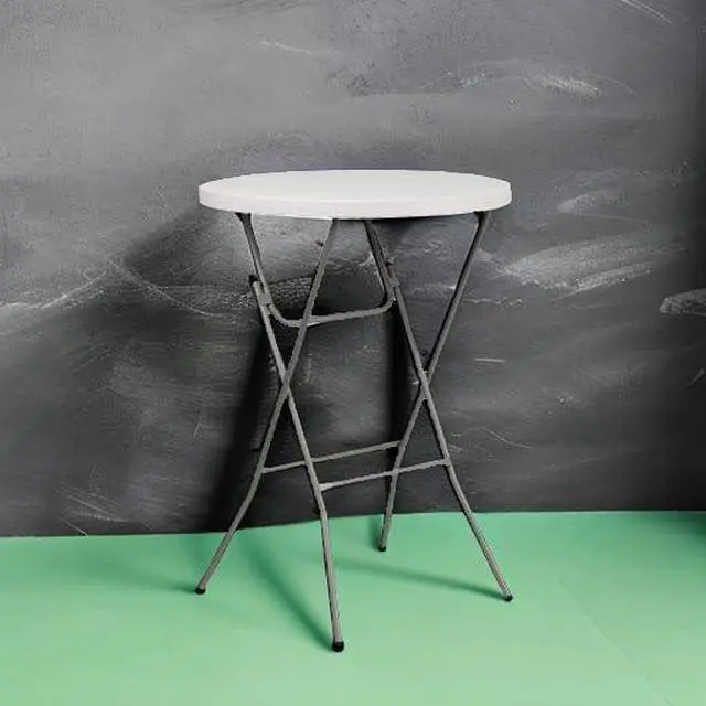 Alt view image 5 of 7 - Kathryn 31.5" Round All-Occasion Folding Bar Height Table for Parties and Commercial Events, Plastic Bar Height Folding Table, White