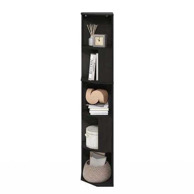 Alt view image 5 of 7 - ECON Corner Shelf, 5-Tier Corner Book Shelf, Standing Storage Shelves, Cube Display Rack, Bookshelf, for Organization and Storage, Living Room, Home Office, Espresso