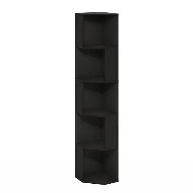 Alt view image 6 of 7 - ECON Corner Shelf, 5-Tier Corner Book Shelf, Standing Storage Shelves, Cube Display Rack, Bookshelf, for Organization and Storage, Living Room, Home Office, Espresso
