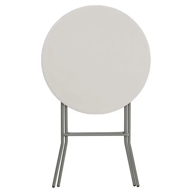 Alt view image 6 of 7 - Kathryn 31.5" Round All-Occasion Folding Bar Height Table for Parties and Commercial Events, Plastic Bar Height Folding Table, White