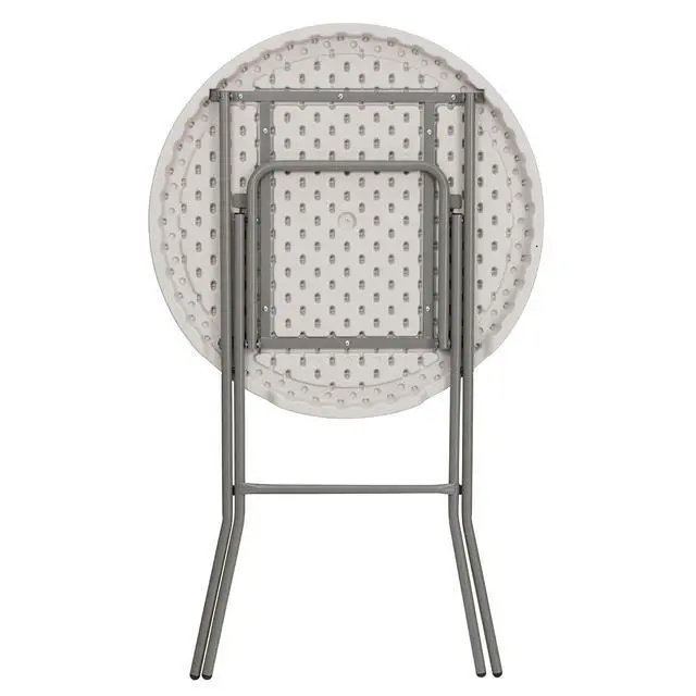 Alt view image 7 of 7 - Kathryn 31.5" Round All-Occasion Folding Bar Height Table for Parties and Commercial Events, Plastic Bar Height Folding Table, White