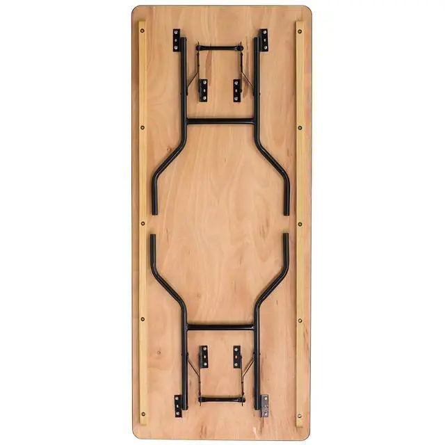 Alt view image 7 of 7 - Gael 6' Wood Folding Training and Event Table, Rectangular Folding Training Table with Smooth Clear Coated Finished Top, Natural