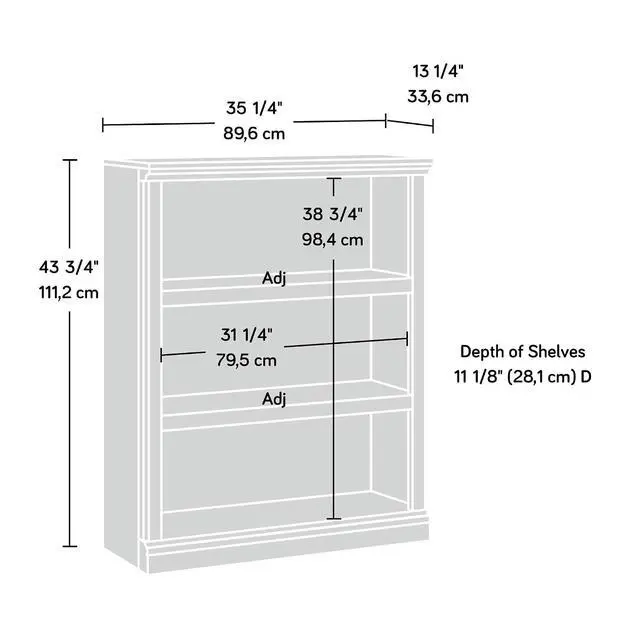 Alt view image 3 of 7 - Miscellaneous Storage 3-Shelf Bookcase/ book shelf, Chalked Chestnut finish