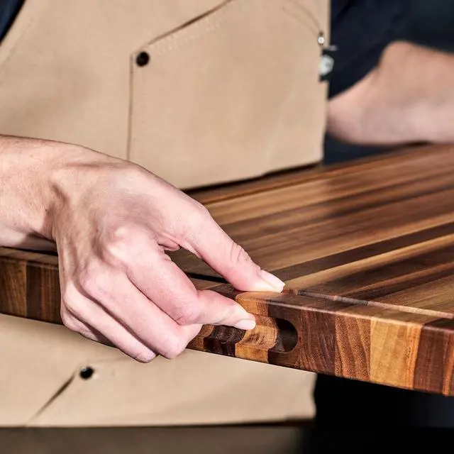 Alt view image 7 of 7 - Large Walnut Cutting Board, Double-Sided with Juice Groove & Recessed Handles, Durable, Scratch-Resistant Hardwood, Great for Chopping, Carving & Serving, 13.75"x19.5"