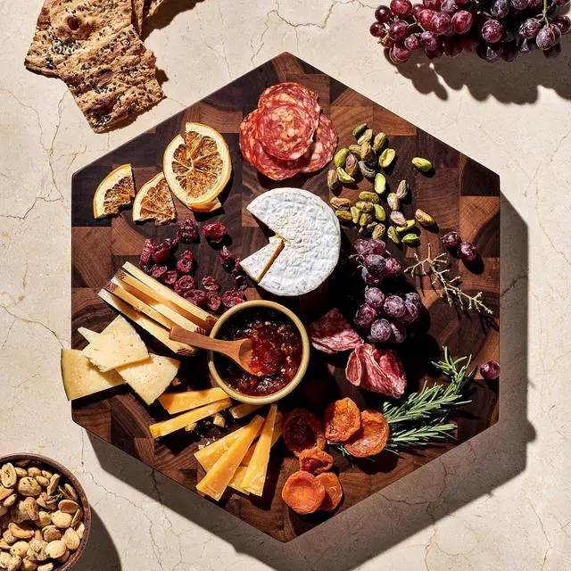 Alt view image 2 of 3 - End Grain Walnut 15-Inch Charcuterie Board and Cutting Board, Double-Sided, Checkerboard Design, Recessed Finger Grips for Easy Handling, 1.5-Inch Thick