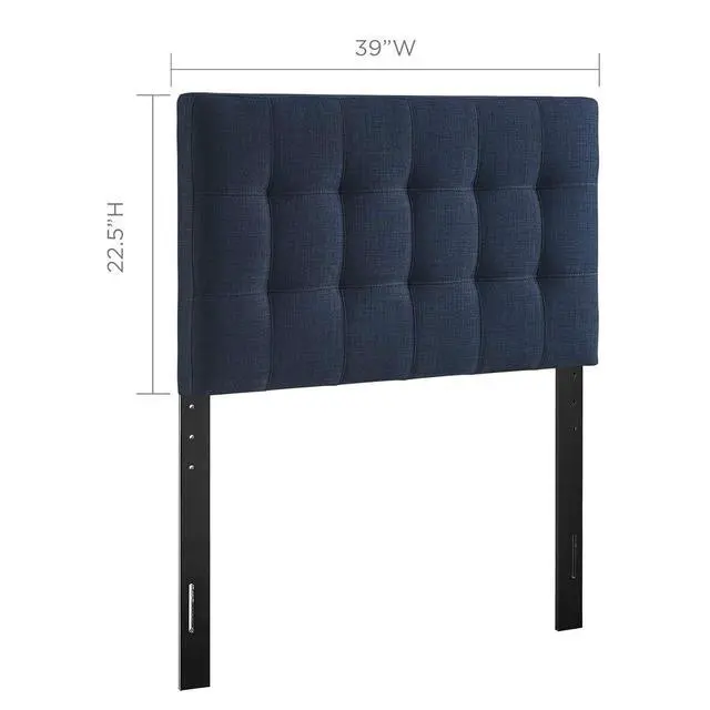 Alt view image 2 of 7 - Lily Tufted Linen Fabric Upholstered Twin Headboard in Navy
