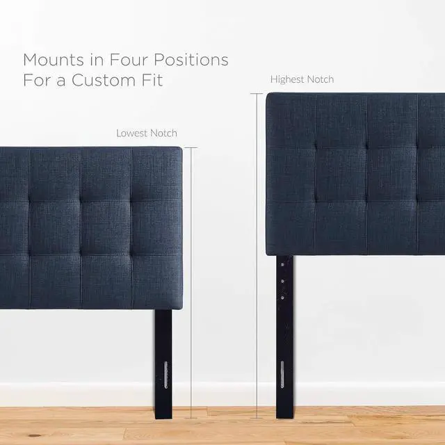 Alt view image 5 of 7 - Lily Tufted Linen Fabric Upholstered Twin Headboard in Navy