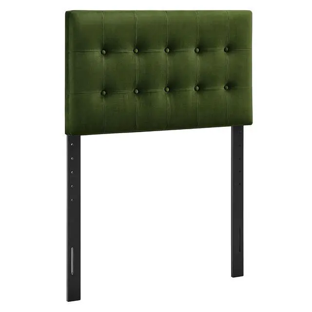 Alt view image 3 of 7 - Emily Twin Size Performance Velvet Headboard in Moss Green - Stain-Resistant Velvet Upholstery with Button Tufting and 7 Adjustable Height Positions