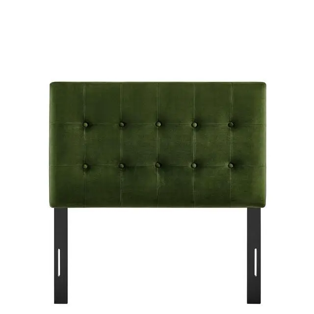 Alt view image 7 of 7 - Emily Twin Size Performance Velvet Headboard in Moss Green - Stain-Resistant Velvet Upholstery with Button Tufting and 7 Adjustable Height Positions