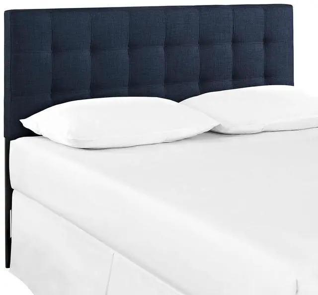 Alt view image 2 of 4 - Lily Tufted Linen Fabric Upholstered Queen Headboard in Navy