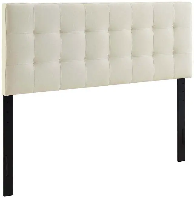 Main image of Lily Tufted Linen Fabric Upholstered King Headboard in Ivory