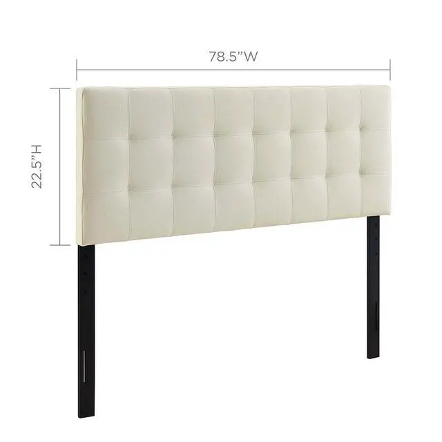 Alt view image 3 of 7 - Lily Tufted Linen Fabric Upholstered King Headboard in Ivory
