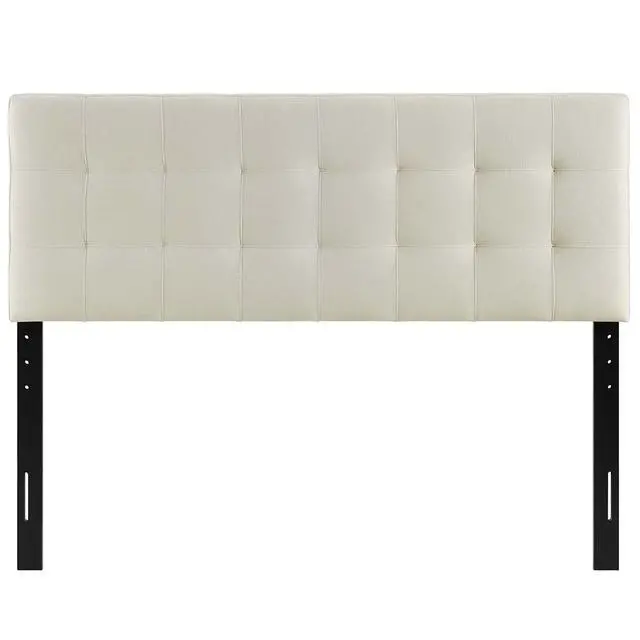 Alt view image 5 of 7 - Lily Tufted Linen Fabric Upholstered King Headboard in Ivory