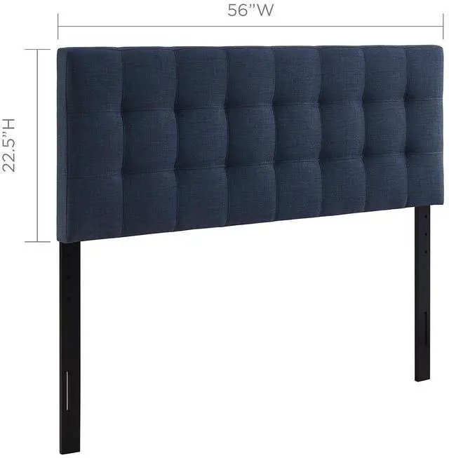 Alt view image 2 of 6 - Lily Tufted Linen Fabric Upholstered Full Headboard in Navy