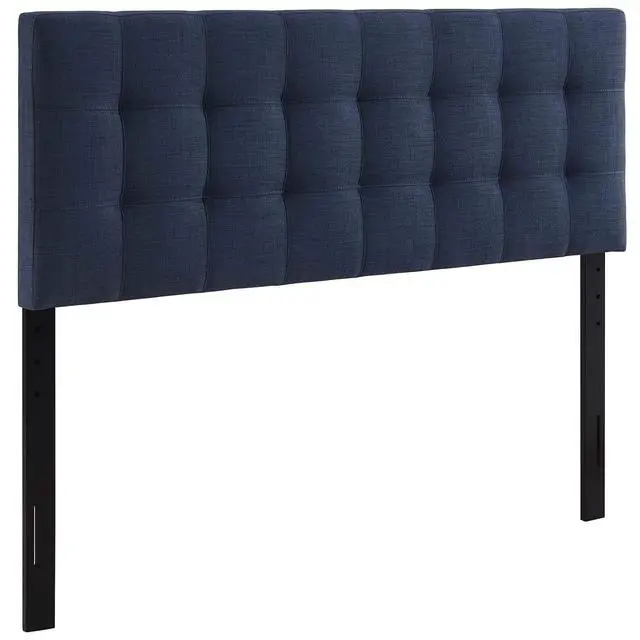 Alt view image 3 of 6 - Lily Tufted Linen Fabric Upholstered Full Headboard in Navy