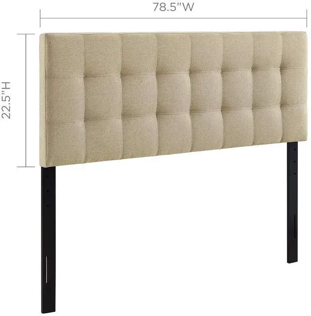 Alt view image 2 of 5 - Lily Tufted Linen Fabric Upholstered King Headboard in Beige