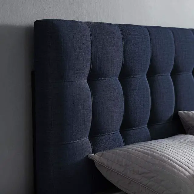 Alt view image 6 of 6 - Lily Tufted Linen Fabric Upholstered Full Headboard in Navy