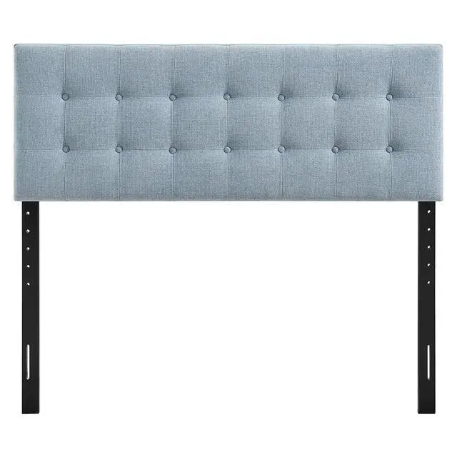 Alt view image 6 of 7 - Emily King Size Fabric Headboard in Sky Blue - Linen-Like Upholstery with Button Tufting and 7 Adjustable Height Positions
