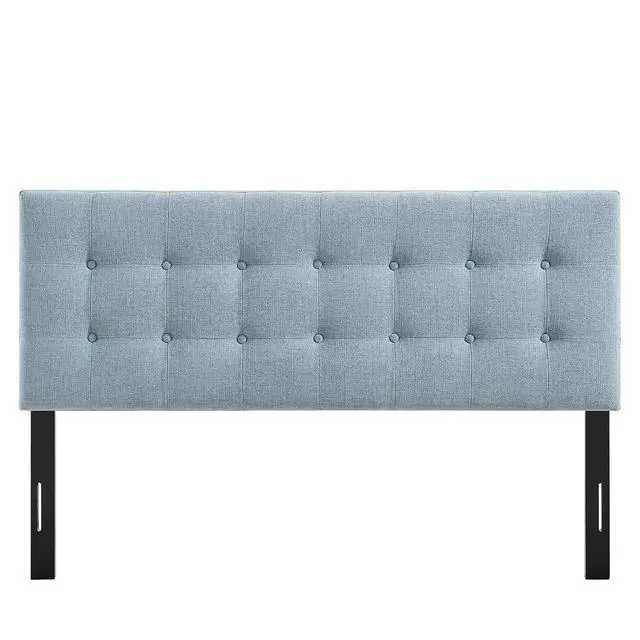 Alt view image 7 of 7 - Emily King Size Fabric Headboard in Sky Blue - Linen-Like Upholstery with Button Tufting and 7 Adjustable Height Positions