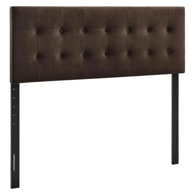 Alt view image 3 of 7 - Emily King Size Performance Velvet Headboard in Chocolate Brown - Stain-Resistant Velvet Upholstery with Button Tufting and 7 Adjustable Height Positions