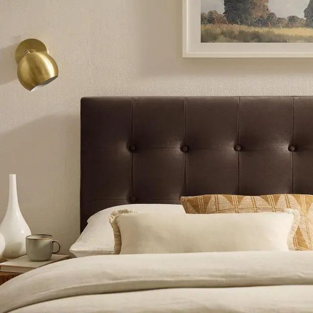 Alt view image 5 of 7 - Emily King Size Performance Velvet Headboard in Chocolate Brown - Stain-Resistant Velvet Upholstery with Button Tufting and 7 Adjustable Height Positions
