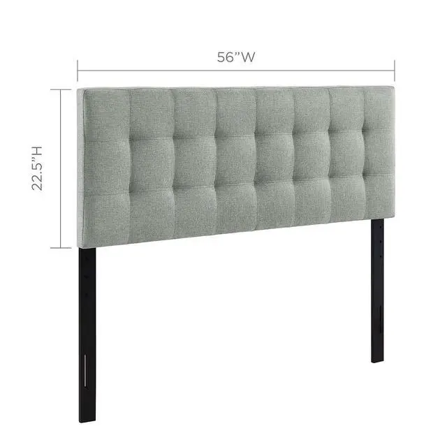 Alt view image 3 of 7 - Lily Tufted Linen Fabric Upholstered Full Headboard in Gray