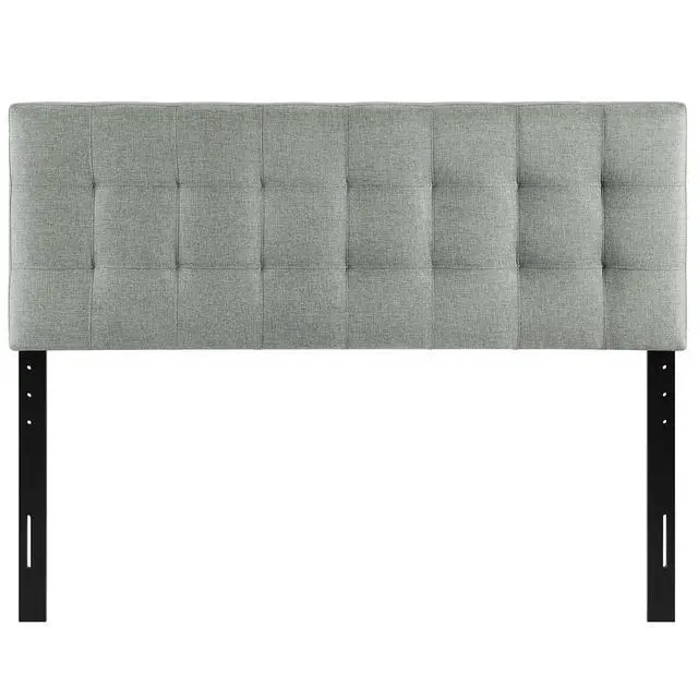 Alt view image 6 of 7 - Lily Tufted Linen Fabric Upholstered Full Headboard in Gray