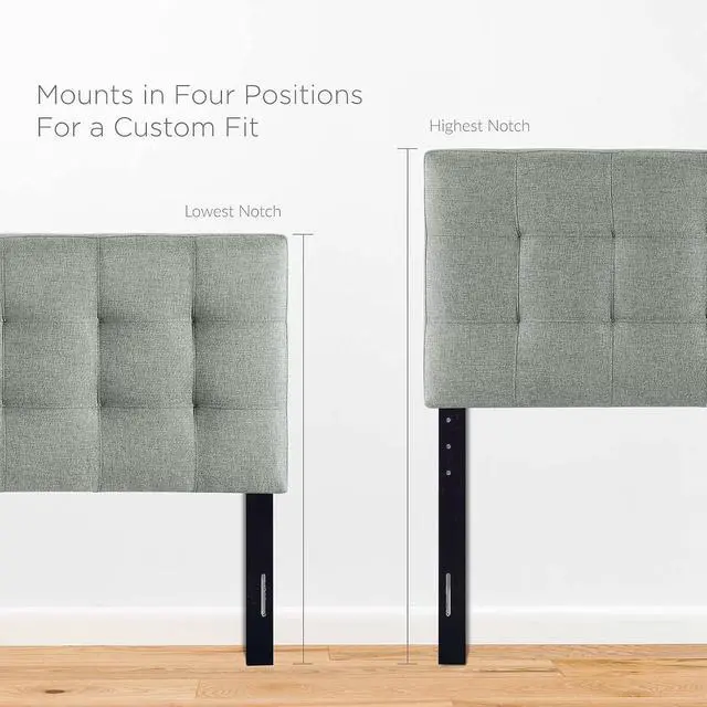 Alt view image 7 of 7 - Lily Tufted Linen Fabric Upholstered Full Headboard in Gray