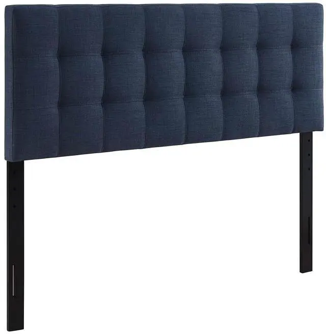 Main image of Lily Tufted Linen Fabric Upholstered King Headboard in Navy