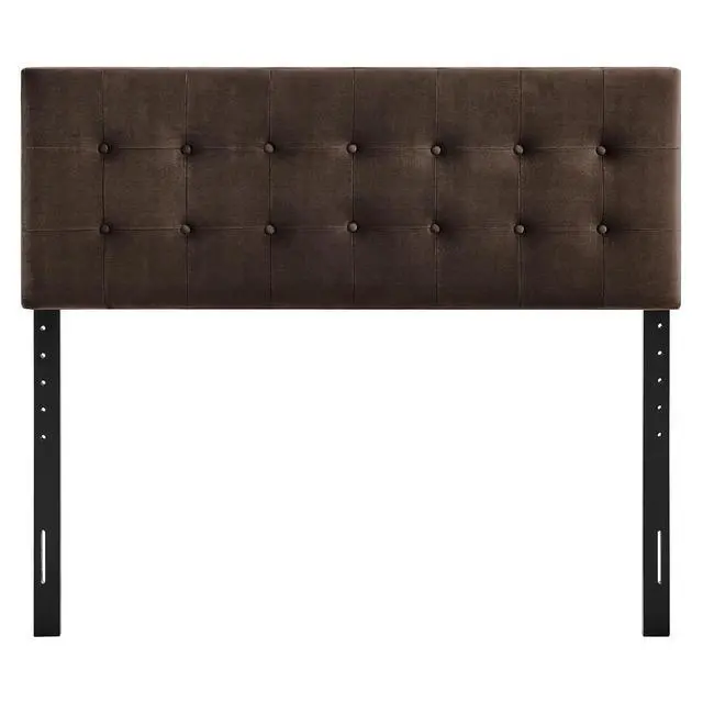 Alt view image 6 of 7 - Emily King Size Performance Velvet Headboard in Chocolate Brown - Stain-Resistant Velvet Upholstery with Button Tufting and 7 Adjustable Height Positions