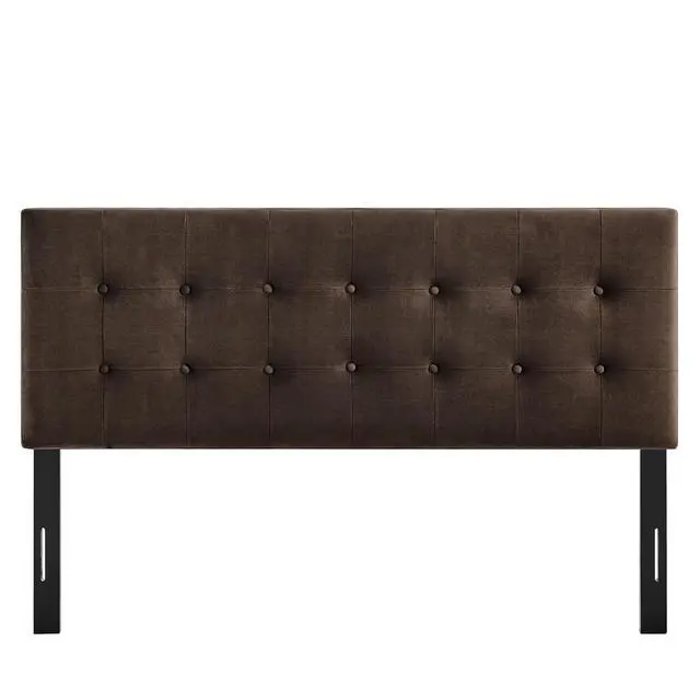 Alt view image 7 of 7 - Emily King Size Performance Velvet Headboard in Chocolate Brown - Stain-Resistant Velvet Upholstery with Button Tufting and 7 Adjustable Height Positions