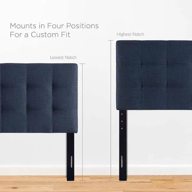 Alt view image 7 of 7 - Lily Tufted Linen Fabric Upholstered King Headboard in Navy