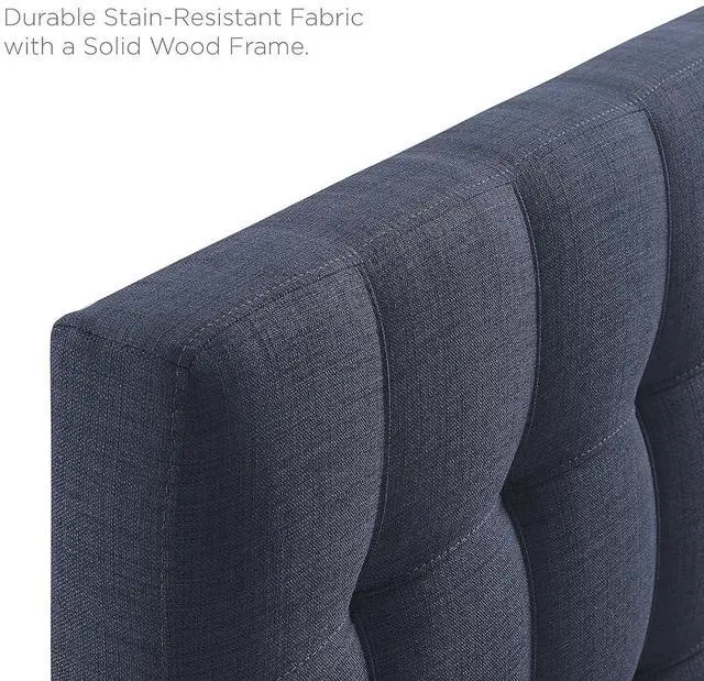 Alt view image 5 of 7 - Lily Tufted Linen Fabric Upholstered King Headboard in Navy