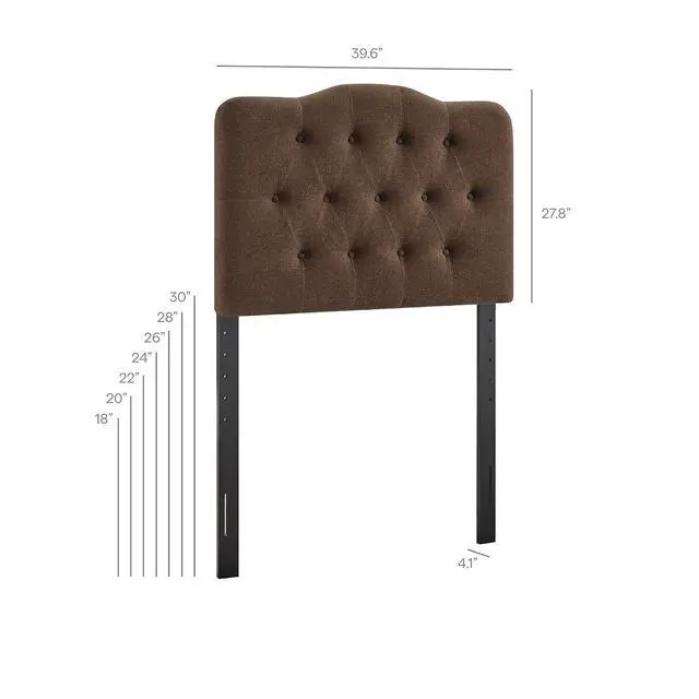 Alt view image 2 of 7 - Annabel Premium Linen Blend Twin Headboard in Cocoa - Soft Fabric Headboard Only with Diamond Button Tufting and 7 Height-Adjustable Positions