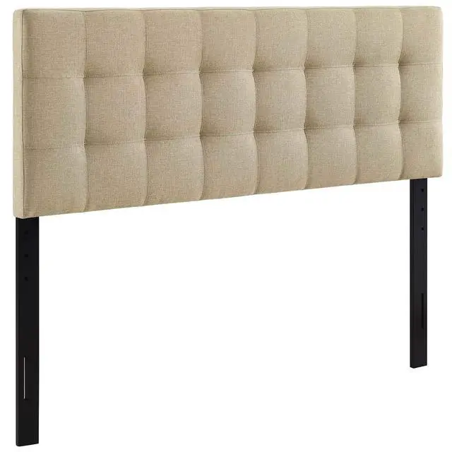 Alt view image 3 of 5 - Lily Tufted Linen Fabric Upholstered King Headboard in Beige