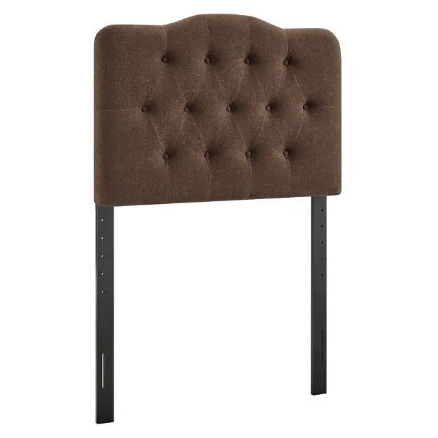 Alt view image 3 of 7 - Annabel Premium Linen Blend Twin Headboard in Cocoa - Soft Fabric Headboard Only with Diamond Button Tufting and 7 Height-Adjustable Positions
