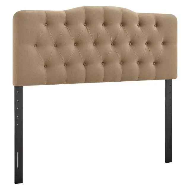 Alt view image 3 of 7 - Annabel Premium Linen Blend Full Headboard in Almond - Soft Fabric Headboard Only with Diamond Button Tufting and 7 Height-Adjustable Positions
