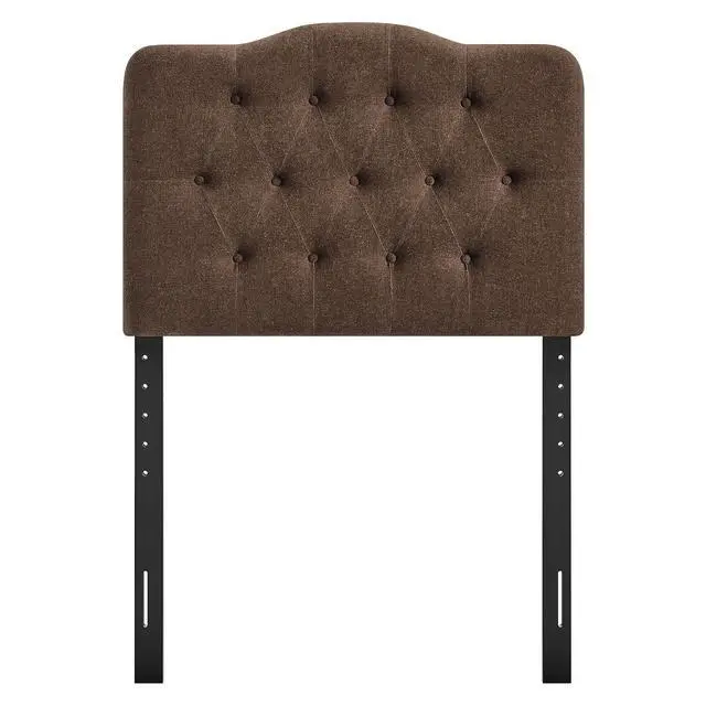 Alt view image 6 of 7 - Annabel Premium Linen Blend Twin Headboard in Cocoa - Soft Fabric Headboard Only with Diamond Button Tufting and 7 Height-Adjustable Positions