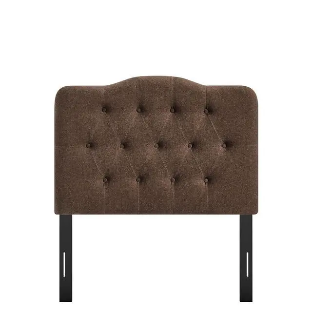 Alt view image 7 of 7 - Annabel Premium Linen Blend Twin Headboard in Cocoa - Soft Fabric Headboard Only with Diamond Button Tufting and 7 Height-Adjustable Positions