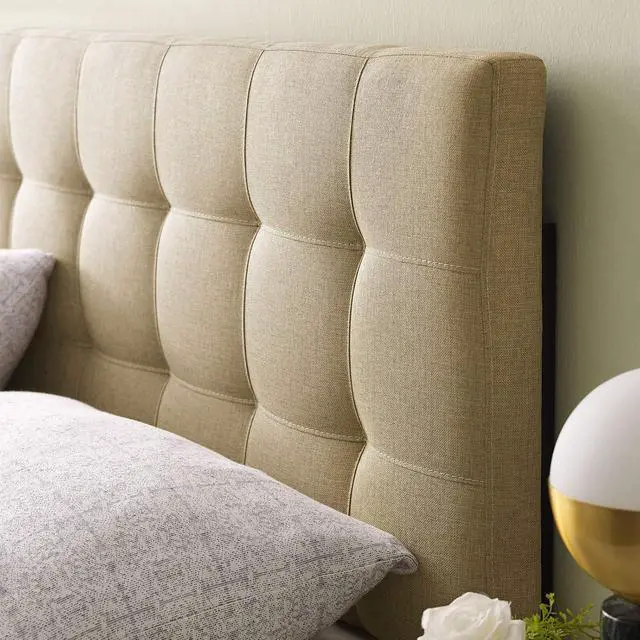 Alt view image 5 of 5 - Lily Tufted Linen Fabric Upholstered King Headboard in Beige