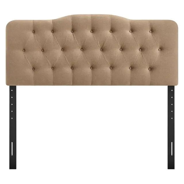 Alt view image 6 of 7 - Annabel Premium Linen Blend Full Headboard in Almond - Soft Fabric Headboard Only with Diamond Button Tufting and 7 Height-Adjustable Positions