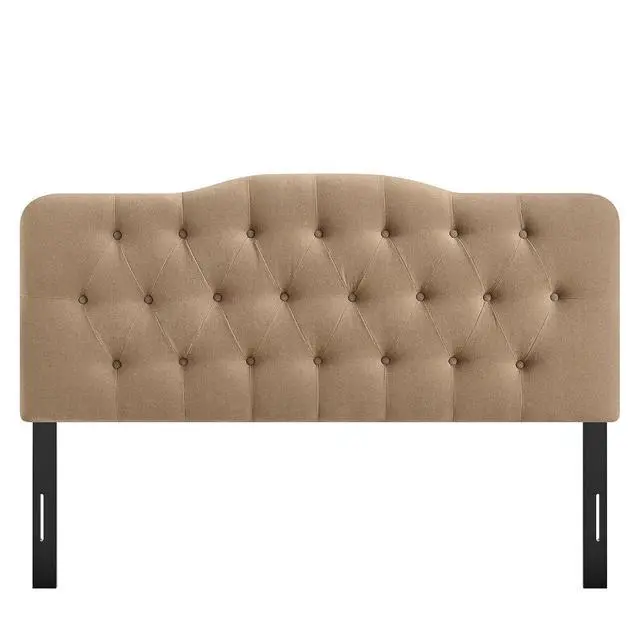 Alt view image 7 of 7 - Annabel Premium Linen Blend Full Headboard in Almond - Soft Fabric Headboard Only with Diamond Button Tufting and 7 Height-Adjustable Positions