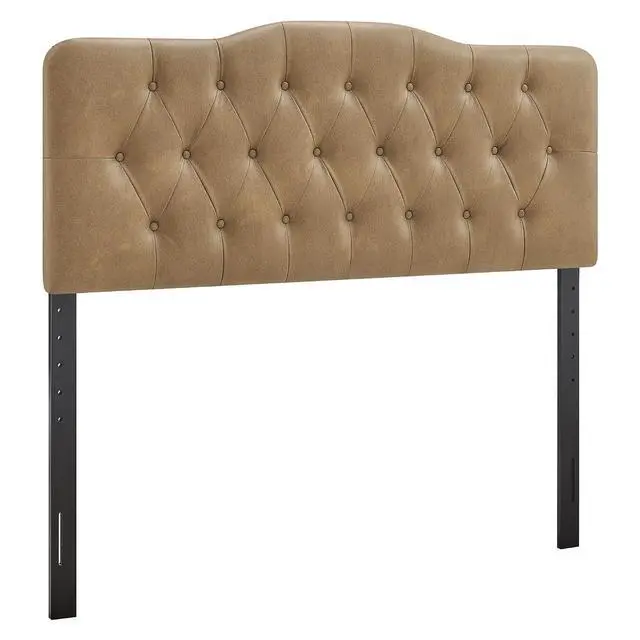 Alt view image 3 of 7 - Annabel Faux Leather Adjustable Full Headboard in Toast - Padded Vegan Leather Headboard with 7 Height-Adjustable Positions