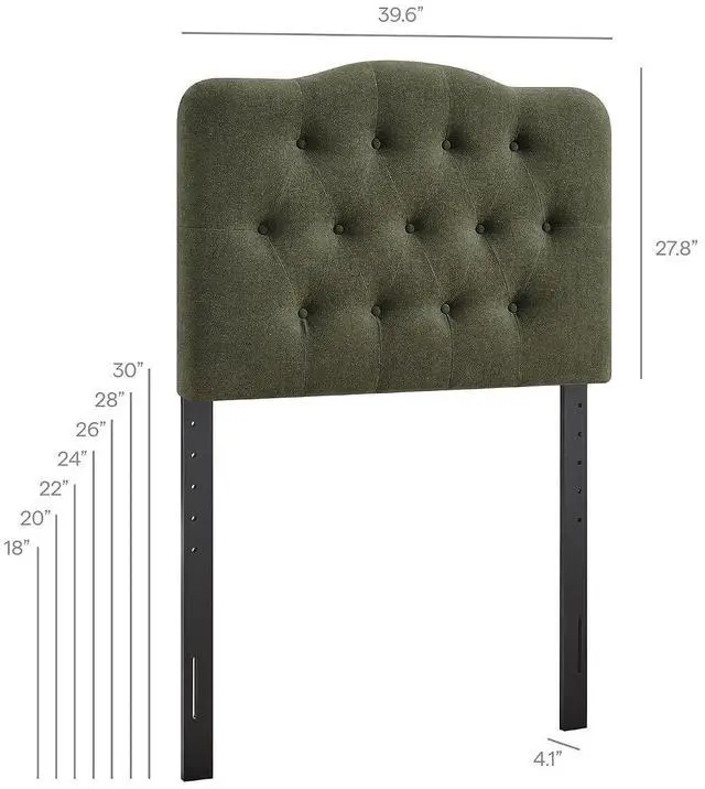 Alt view image 2 of 7 - Annabel Premium Linen Blend Twin Headboard in Sage - Soft Fabric Headboard Only with Diamond Button Tufting and 7 Height-Adjustable Positions