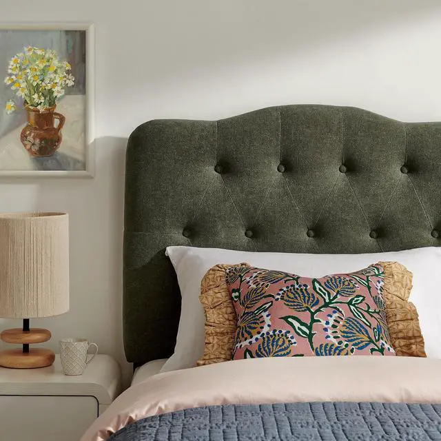 Alt view image 5 of 7 - Annabel Premium Linen Blend Twin Headboard in Sage - Soft Fabric Headboard Only with Diamond Button Tufting and 7 Height-Adjustable Positions