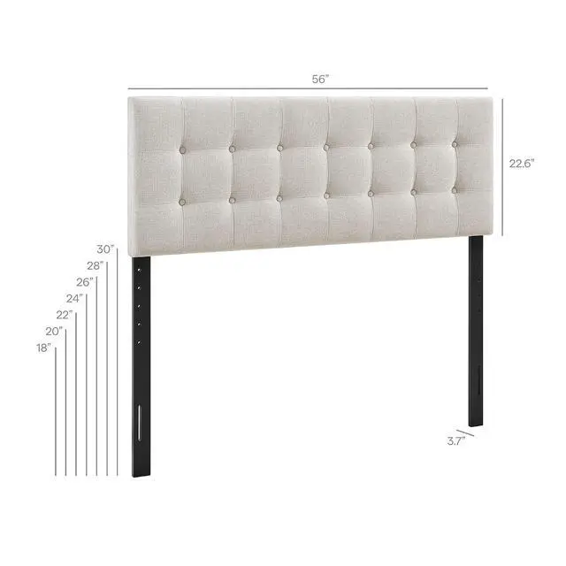 Alt view image 2 of 7 - Emily Full Size Performance Fabric Headboard in Linen - Linen-Like Upholstery with Button Tufting and 7 Adjustable Height Positions