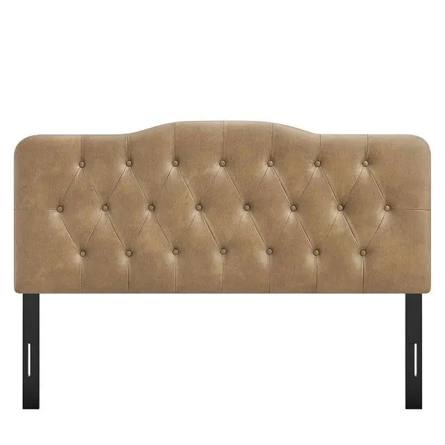 Alt view image 7 of 7 - Annabel Faux Leather Adjustable Full Headboard in Toast - Padded Vegan Leather Headboard with 7 Height-Adjustable Positions