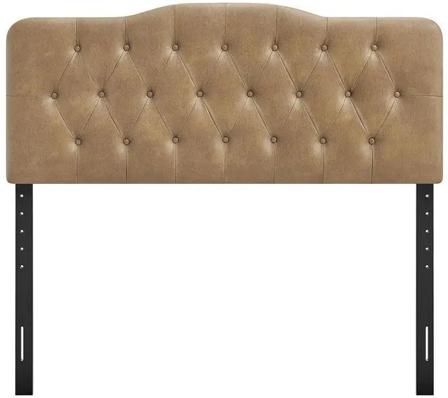 Alt view image 6 of 7 - Annabel Faux Leather Adjustable Full Headboard in Toast - Padded Vegan Leather Headboard with 7 Height-Adjustable Positions